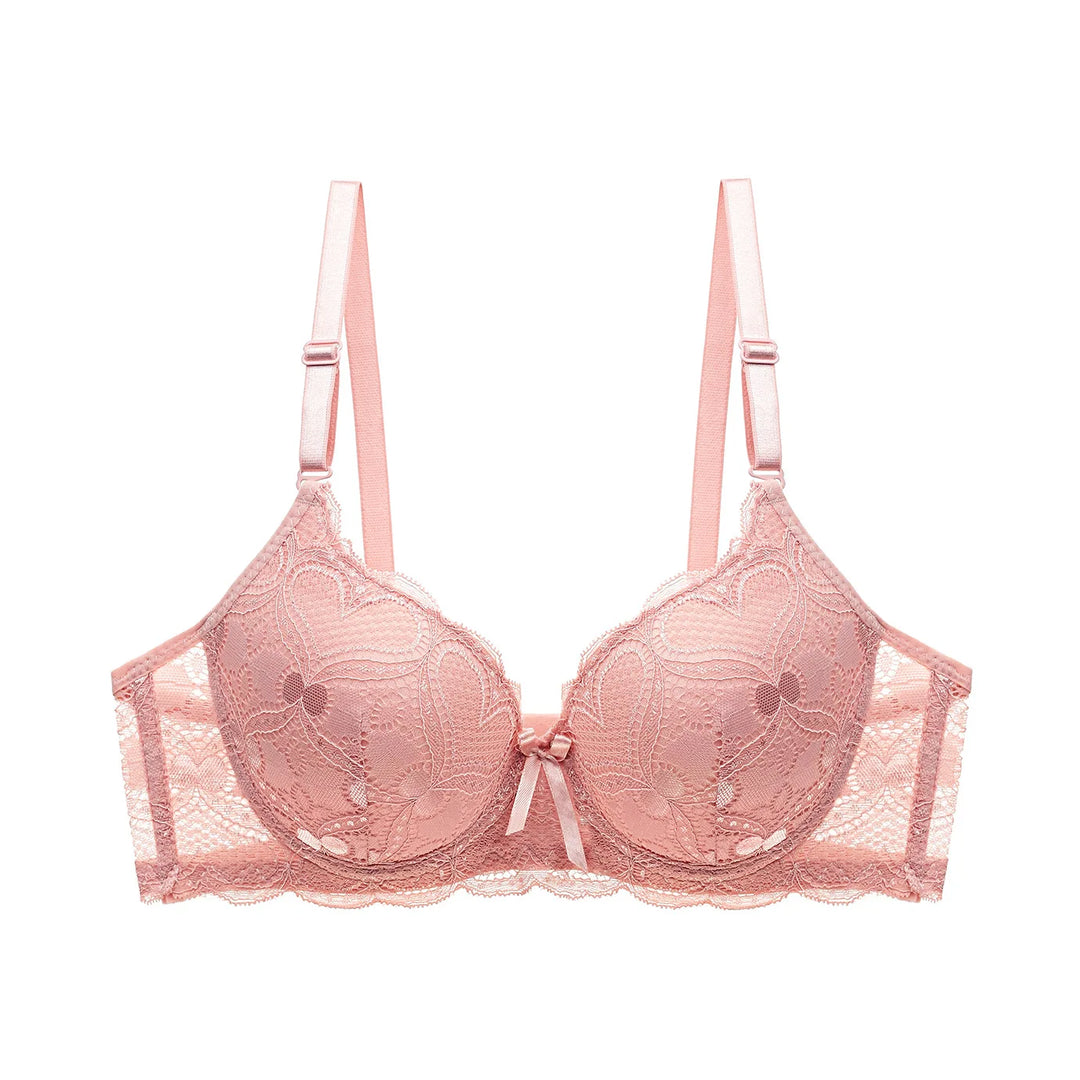 Sujetador de encaje con bordado de corazoncitos