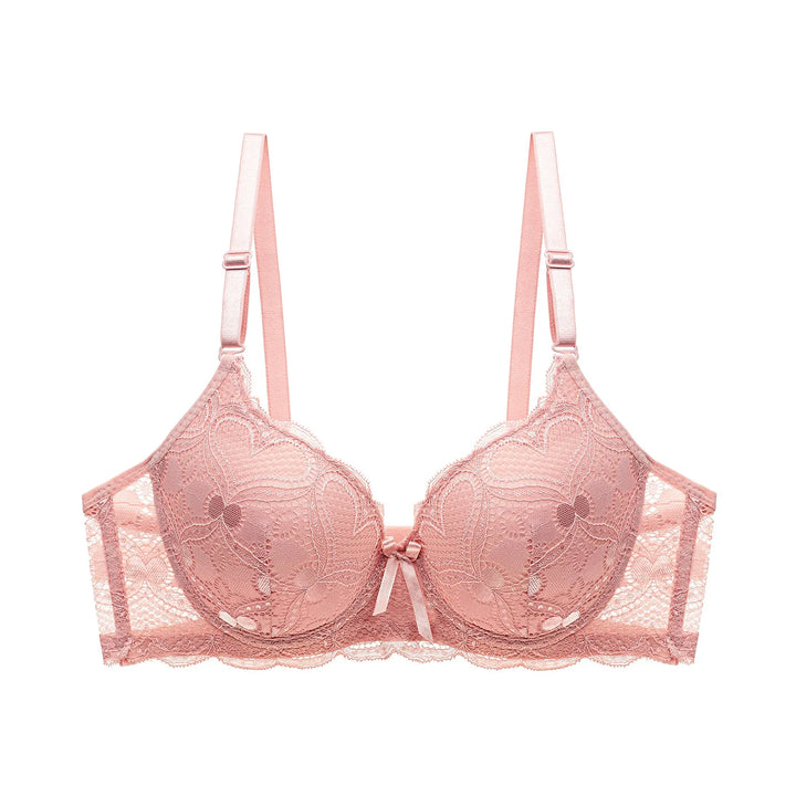 Sujetador de encaje con bordado de corazoncitos