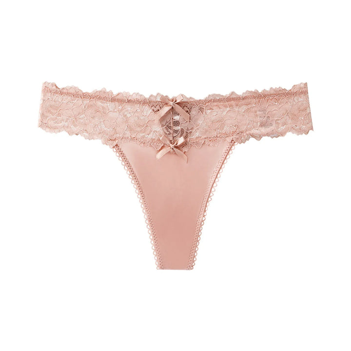Tanga con franja de encaje y lacitos