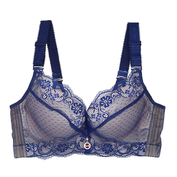 Sujetador con ribete de malla y encaje