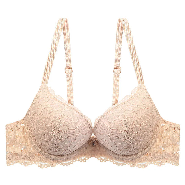 Sujetador con franja de encaje y detalle metálico con lacito