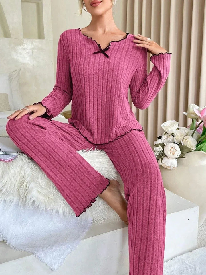 Pijama acanalado de tejido cálido