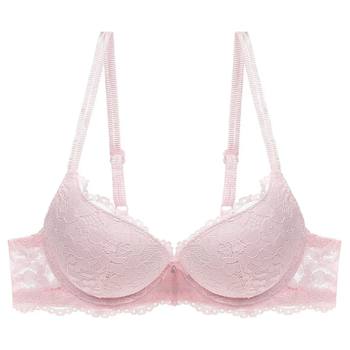 Sujetador con franja de encaje y detalle metálico con lacito