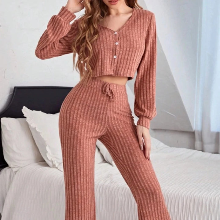 Pijama cálido de punto acanalado