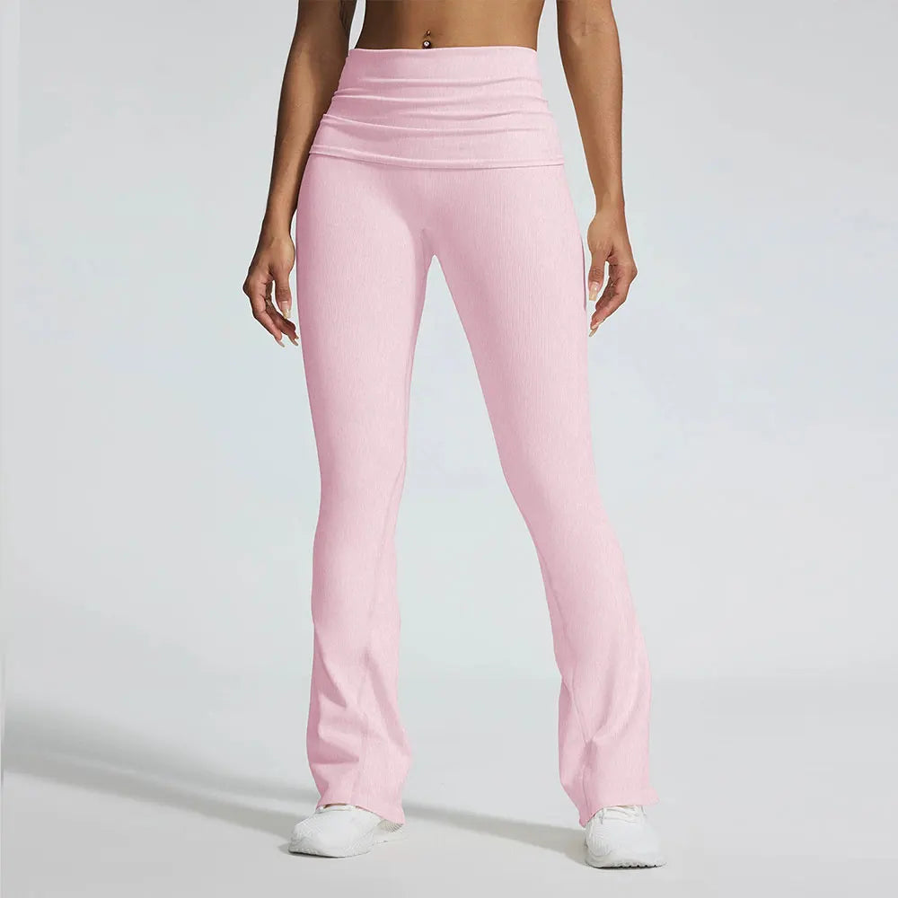 Pantalones de campana con cintura arrugada