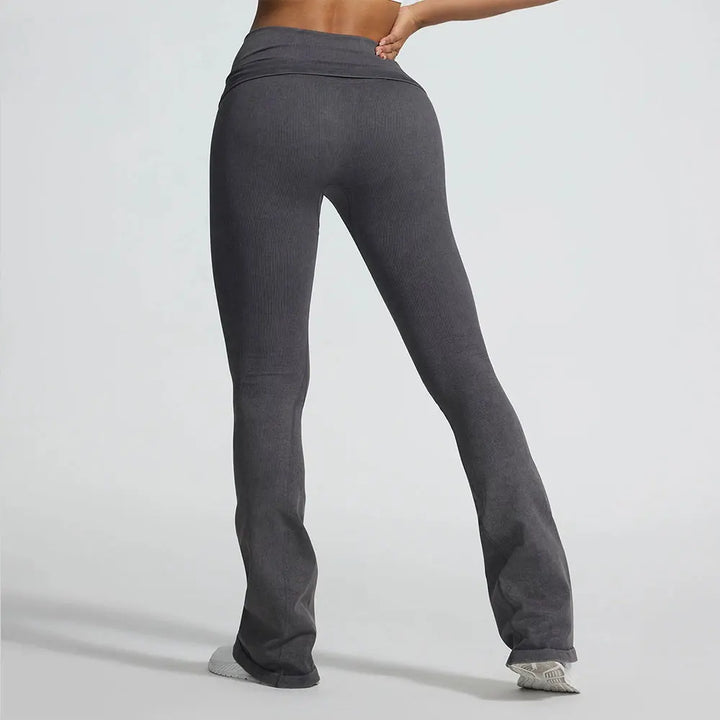 Pantalones de campana con cintura arrugada