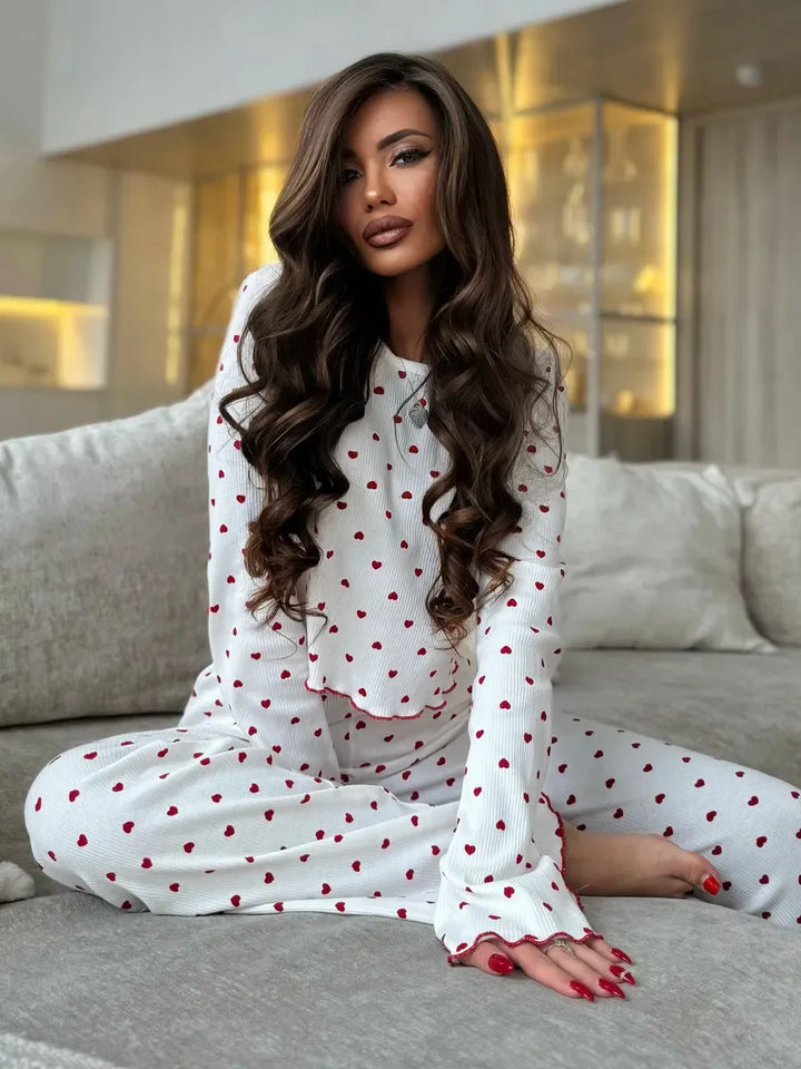 Pijama de punto acanalado con estampado