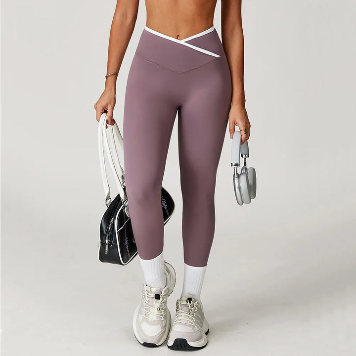 Leggings con ribete blanco