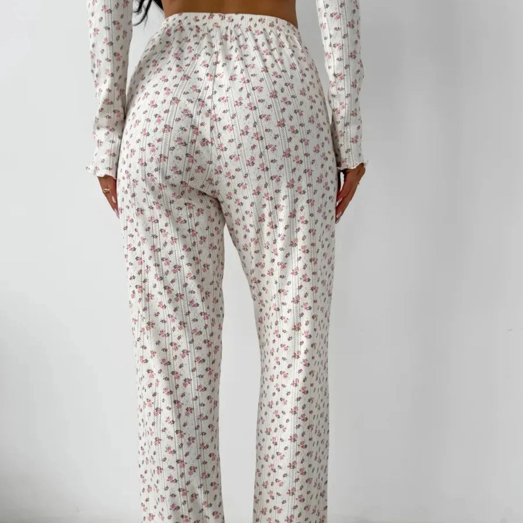 Pijama floral con punto acanalado