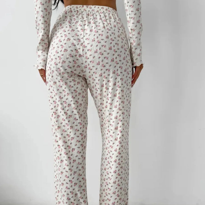 Pijama floral con punto acanalado