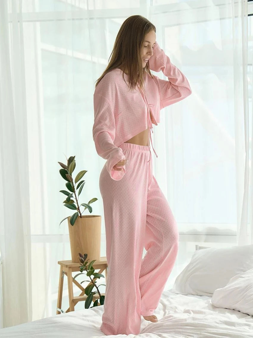 Pijama de manga larga con lazado