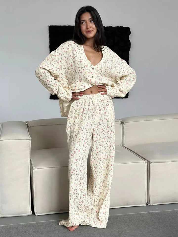 Conjunto de muselina con estampado de florecitos