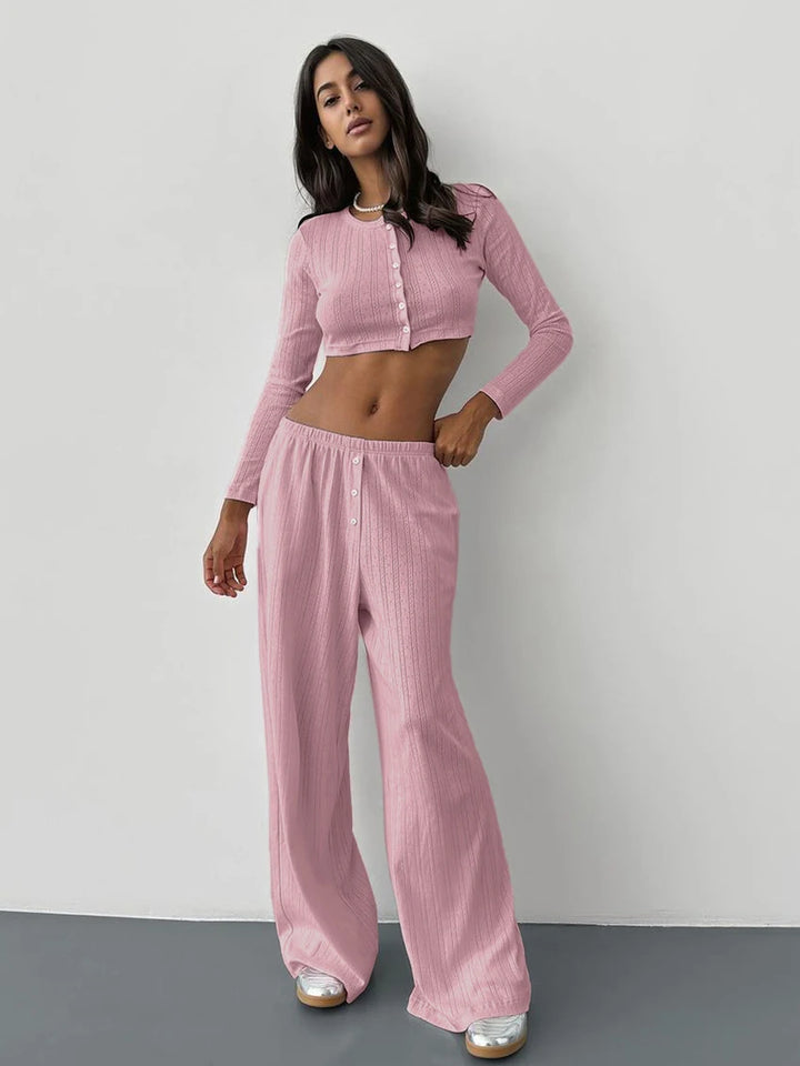 Pijama de punto calado con top corto
