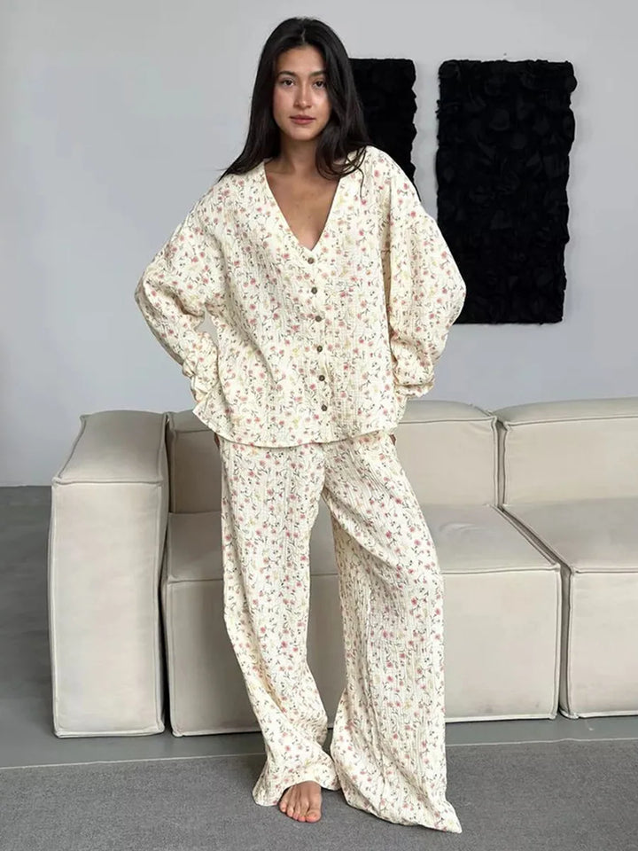 Conjunto de muselina con estampado de florecitos