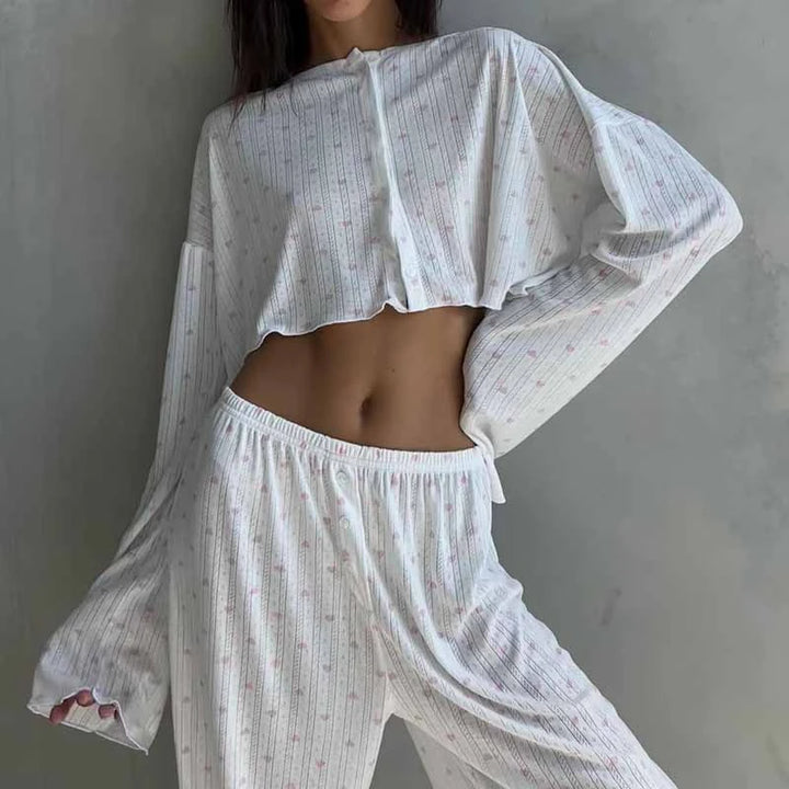 Pijama blanco estilo oversize de punto