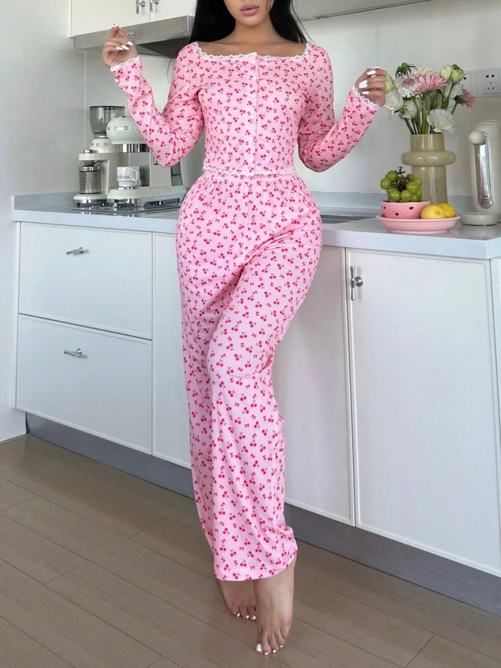 Pijama con estampado de cereza
