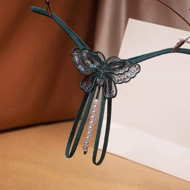 Tanga con mariposa bordada y perlas-Laurene.es