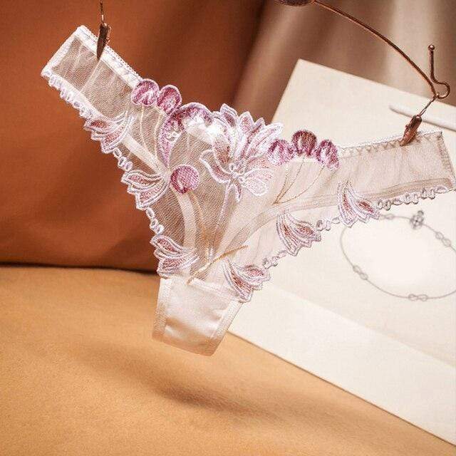 Tanga transparente con bordado-Laurene.es
