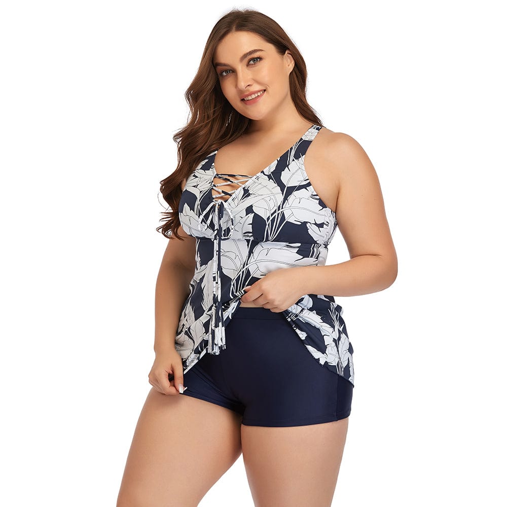 Traje de baño plus size con motivo floral Caen-Laurene.es