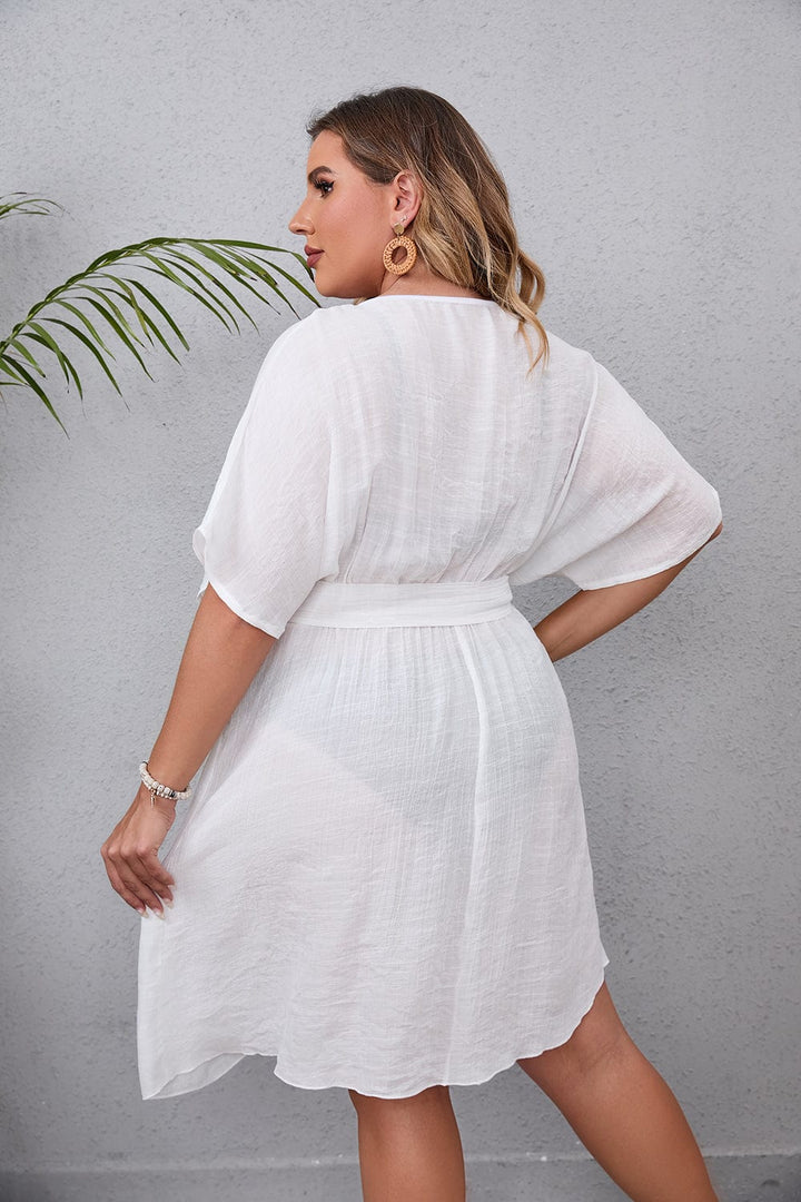 Vestido de playa plus size con escote en V-Laurene.es