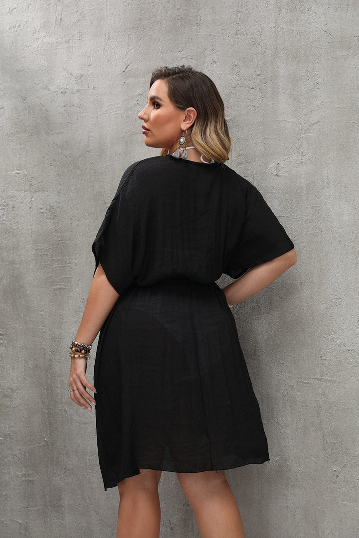 Vestido de playa plus size con escote en V-Laurene.es