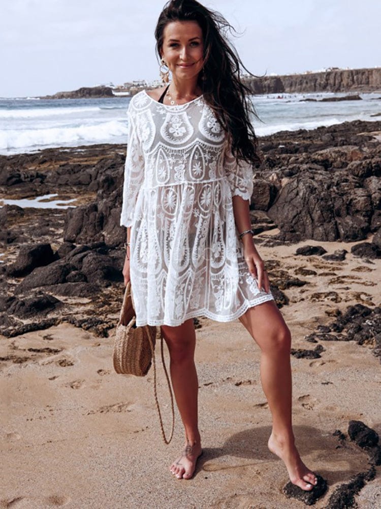 Vestido playera de encaje en estilo retro-Laurene.es