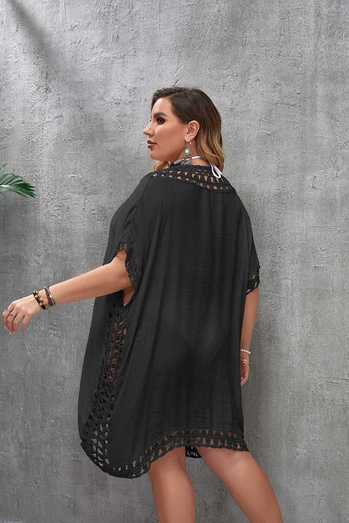 Vestido playero plus size con manga corta-Laurene.es