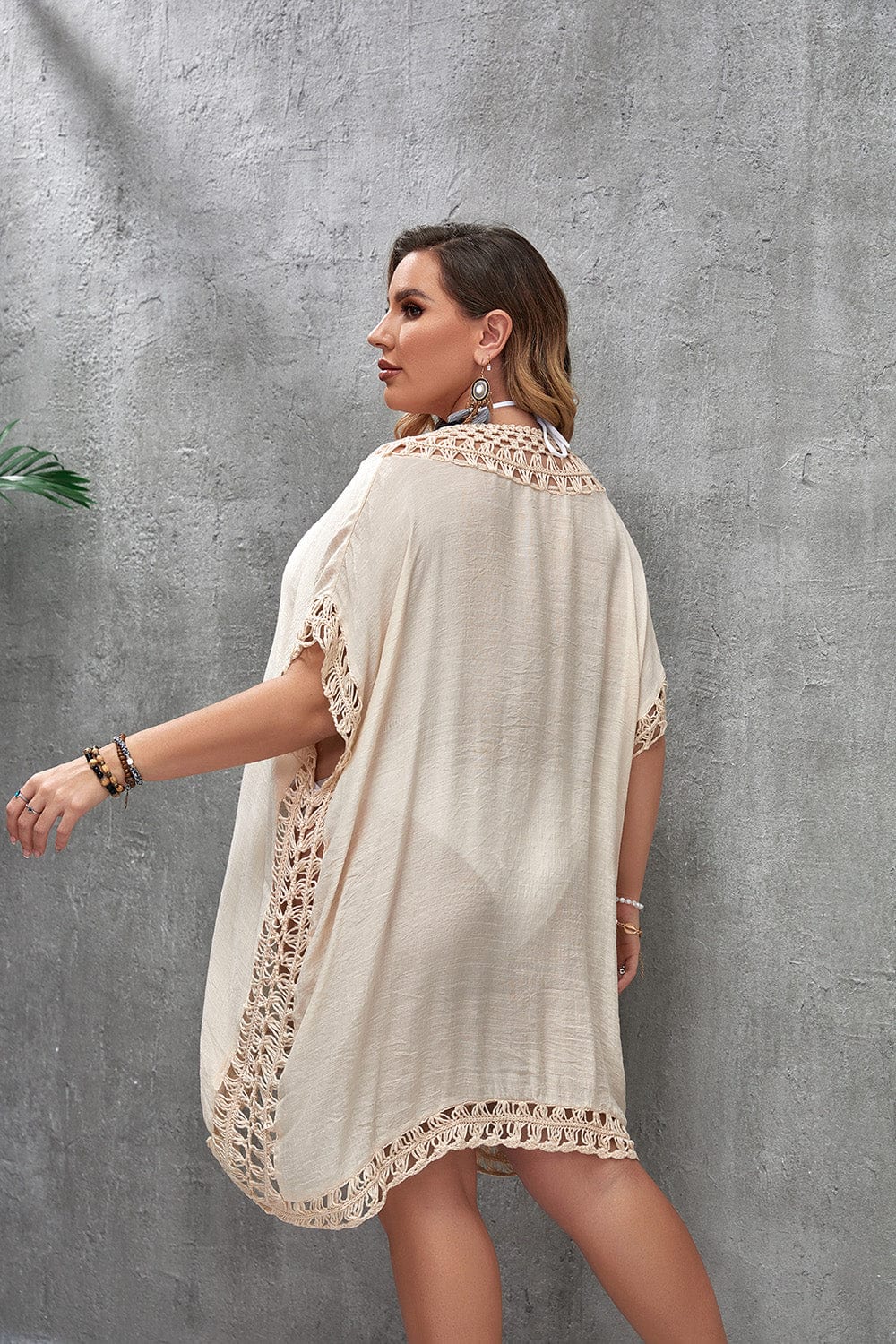 Vestido playero plus size con manga corta-Laurene.es